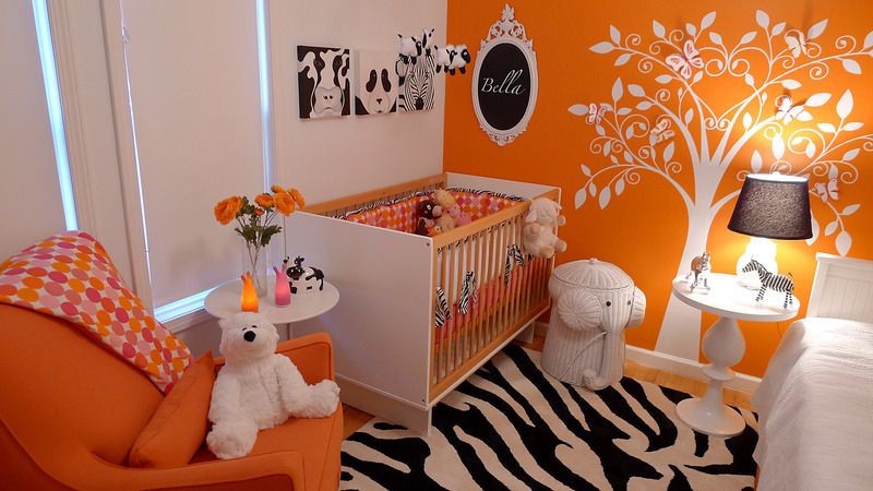 رنگ نارنجی اتاق نوزاد دختر